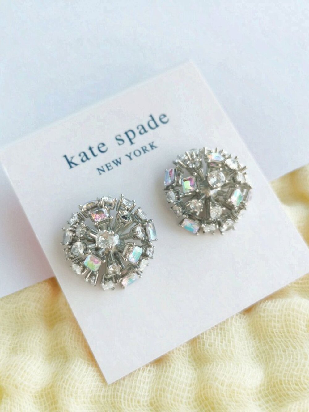 Kate Spade - Beaming Bright Silver Clear Crystal Stud Earrings - Picture 2 of 4